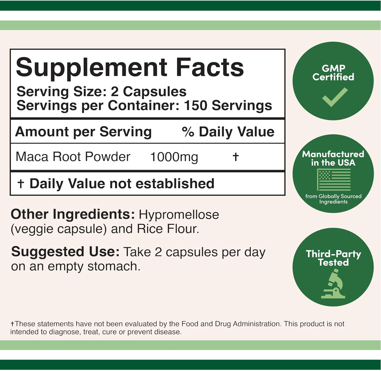 Organic Maca Root Capsules | 300 Pills | Peruvian Maca Extract for Men & Women