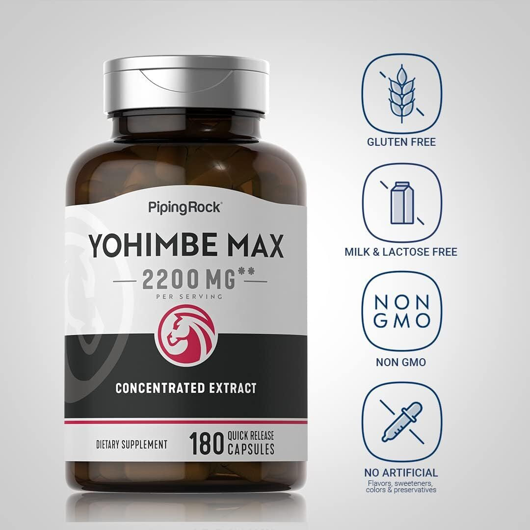 Yohimbe Supplements for Men | 2200 Mg | 180 Capsules | Max Concentrated Extract