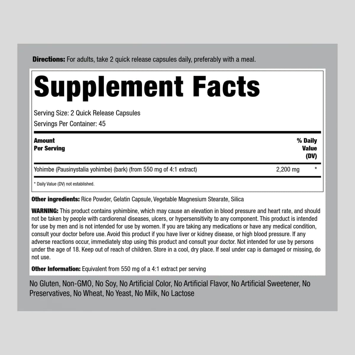 Yohimbe Supplements for Men | 2200 Mg | 180 Capsules | Max Concentrated Extract