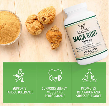 Organic Maca Root Capsules | 300 Pills | Peruvian Maca Extract for Men & Women
